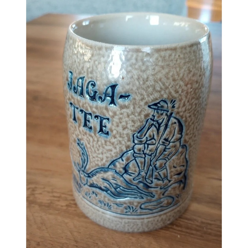 Jaga-Tee Hüttebräuker Stoneware Elk Hunter Pottery Mug or Beer/Tea Stein .5L EUC